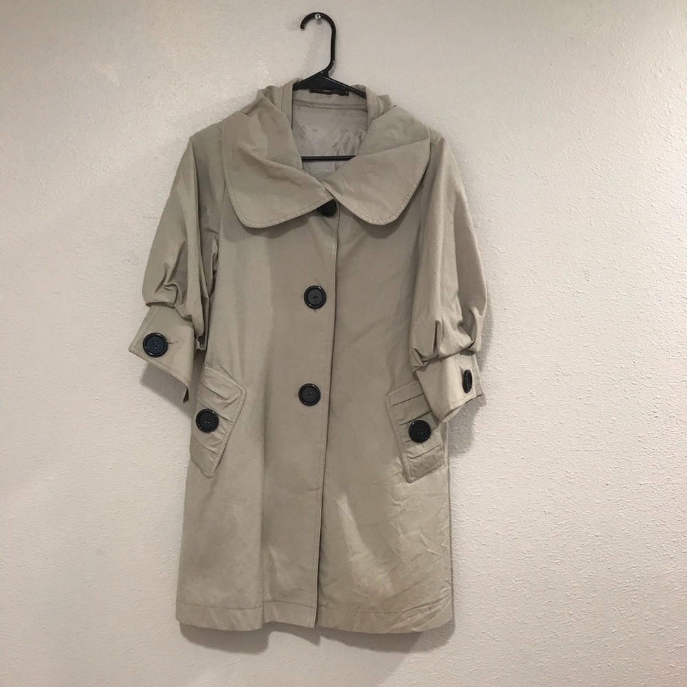 Azel Hazel Haze beige swing trench coat sz M